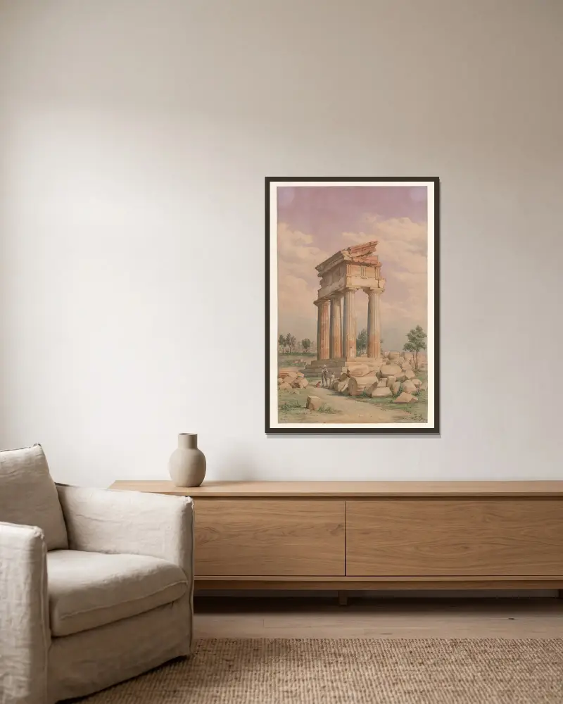 Italy, Agrigento – Temple of Castor and Pollux av Harald Conrad Stilling inramad på en vägg