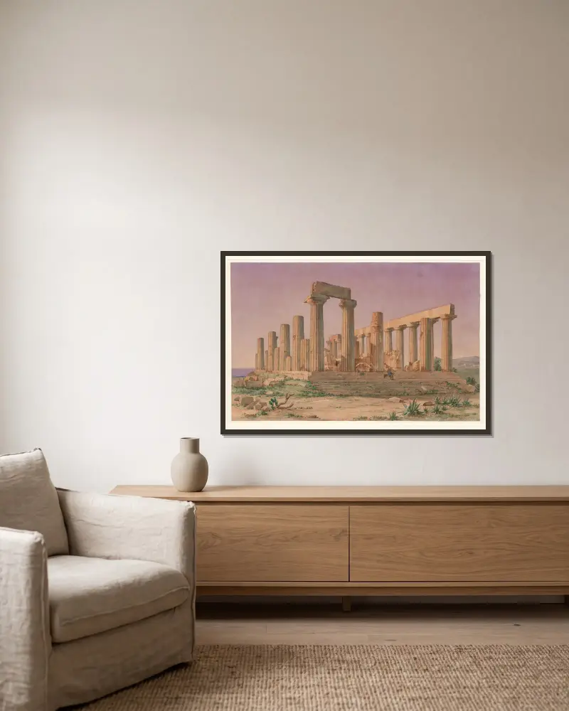Italy, Agrigento – Temple of Juno Lacinia, 1852 av Harald Conrad Stilling inramad på en vägg
