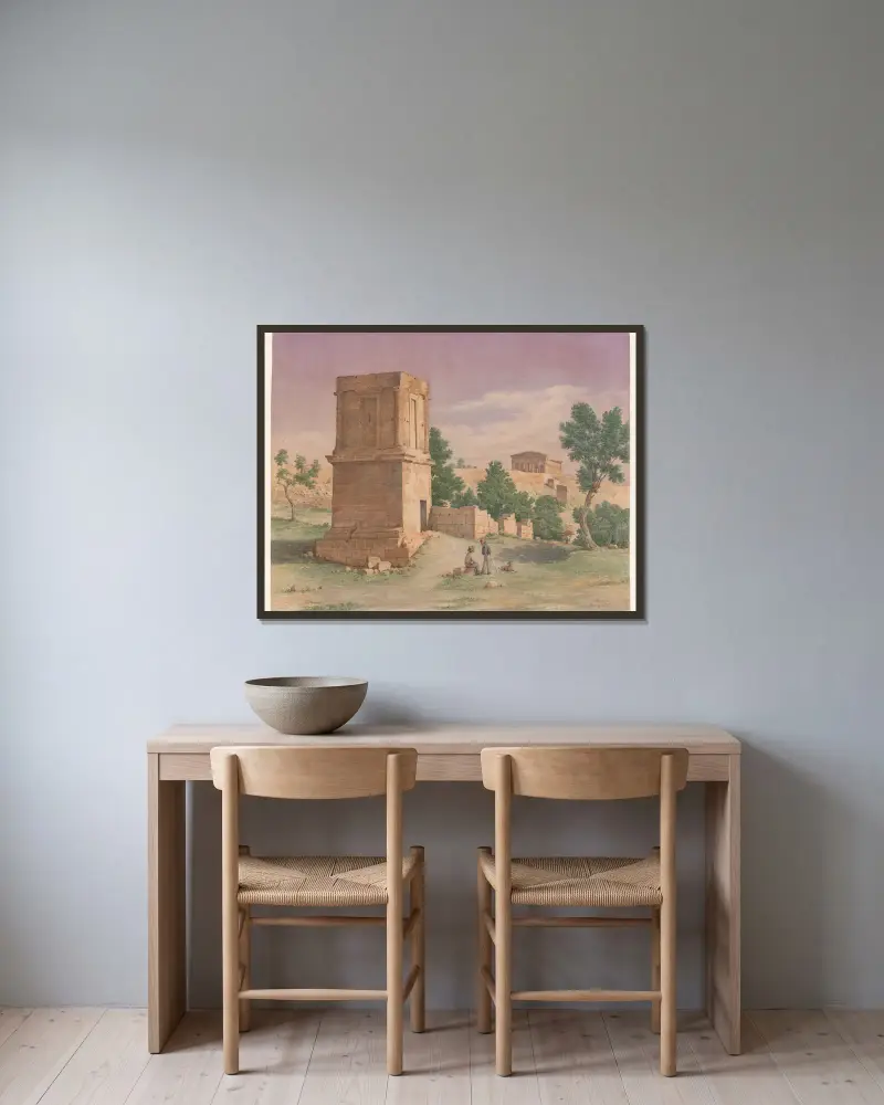 Italy, Agrigento – Temple of Vulcan, 1852 – nr 1 av Harald Conrad Stilling inramad på en vägg