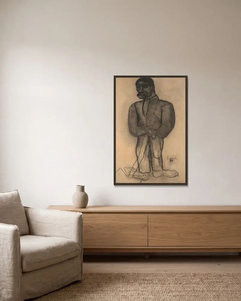 Bauer mit Spaten von Constant Permeke gerahmt an einer Wand