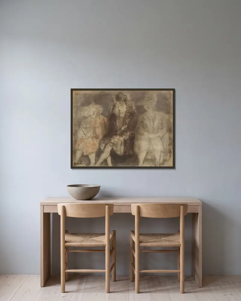 Drei Damen, 1942 – Nr. 2 von Constant Permeke gerahmt an einer Wand