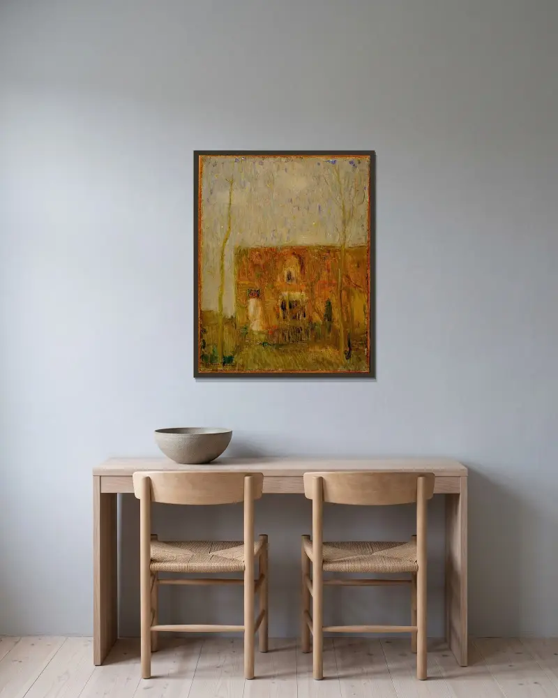 Hus av Constant Permeke inramad på en vägg