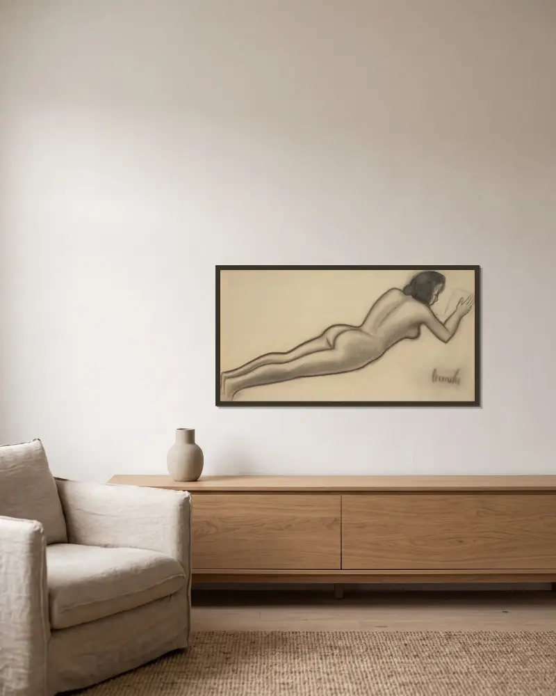Liegende Figur von Constant Permeke gerahmt an einer Wand
