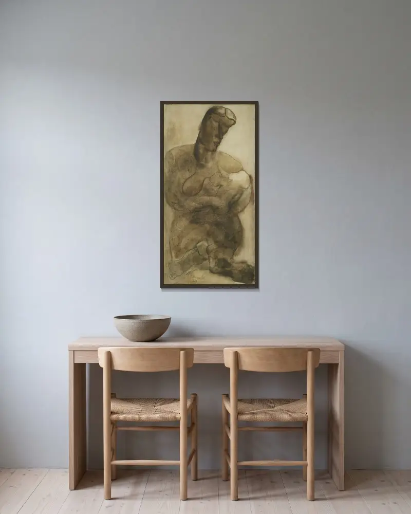 Mutterschaft, 1929 von Constant Permeke gerahmt an einer Wand