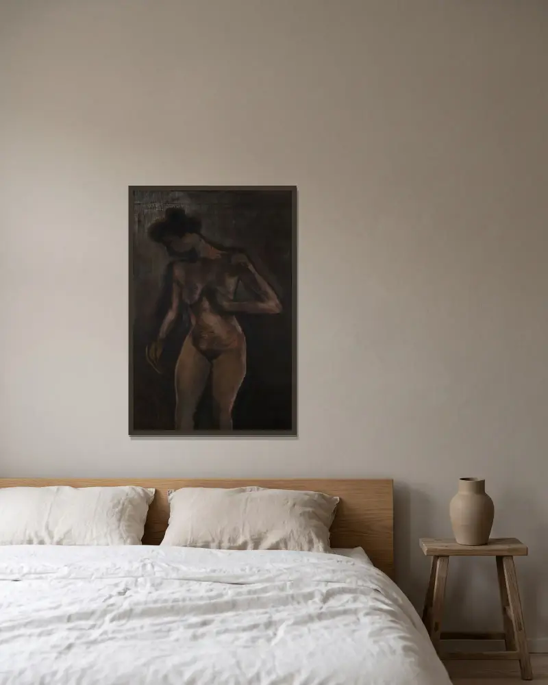 Akt mit Haarknoten von Constant Permeke gerahmt an einer Wand