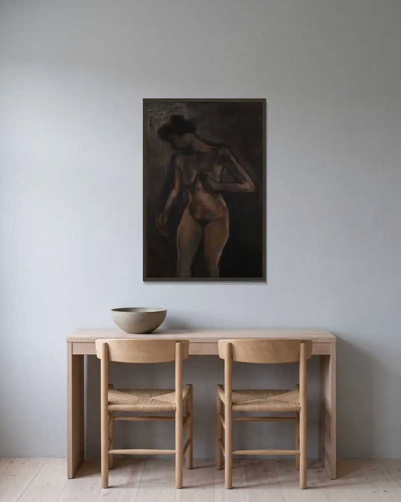 Akt mit Haarknoten von Constant Permeke gerahmt an einer Wand