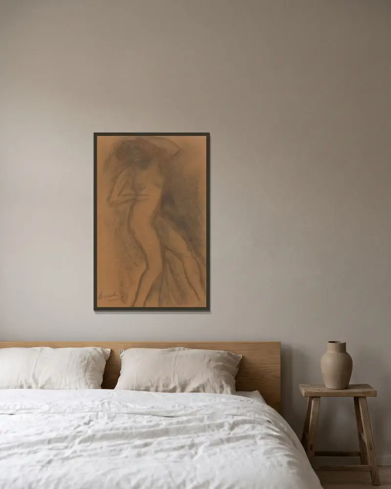 Skizze einer lehnenden Figur von Constant Permeke gerahmt an einer Wand