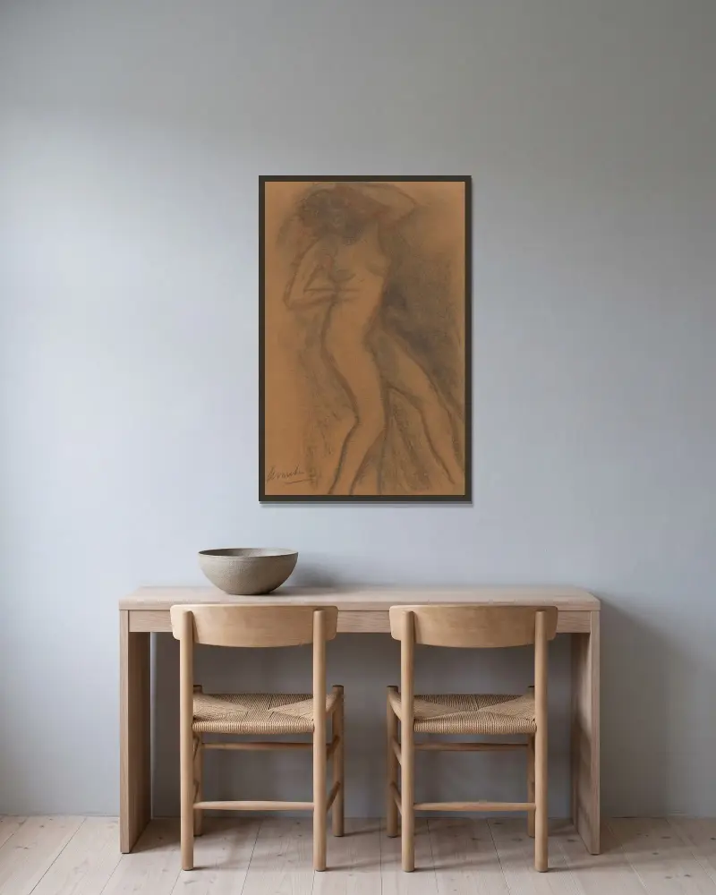 Skizze einer lehnenden Figur von Constant Permeke gerahmt an einer Wand