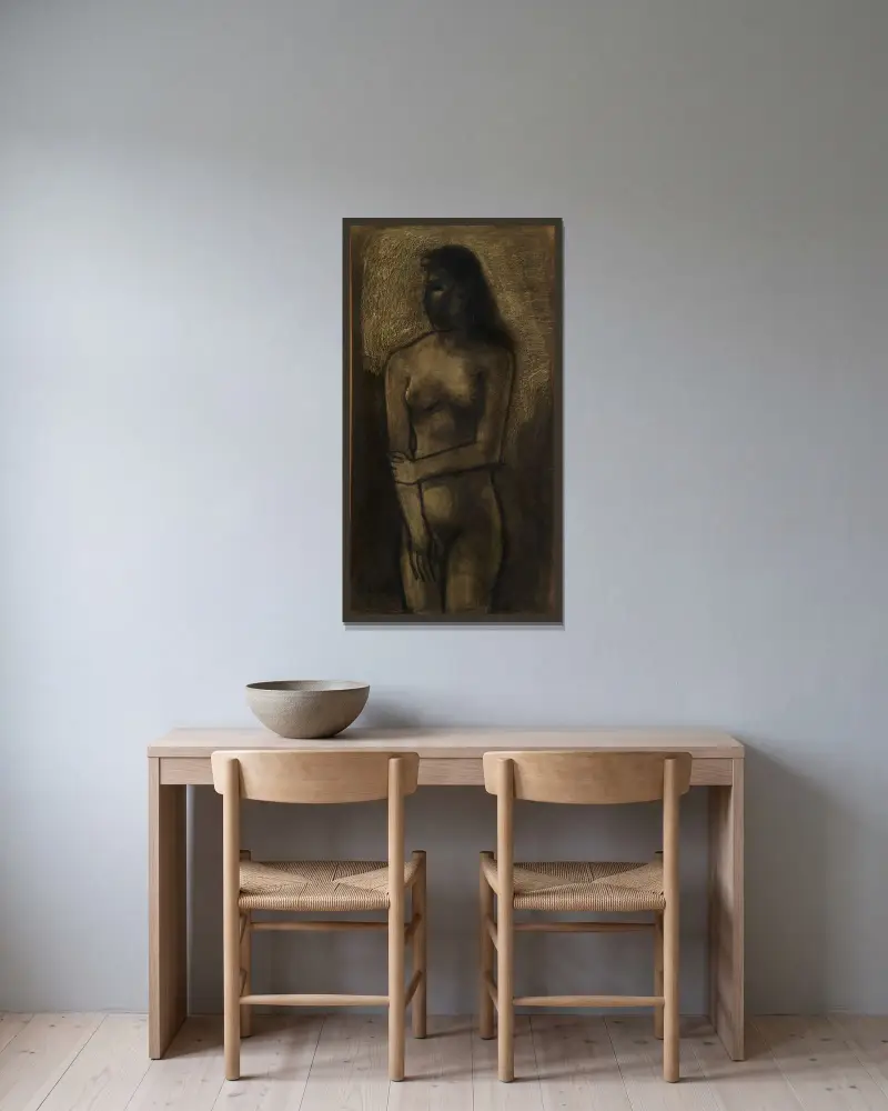Stehender Akt, 1946 von Constant Permeke gerahmt an einer Wand