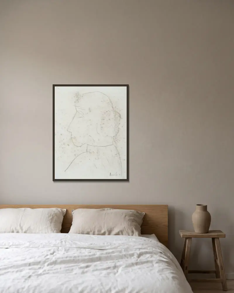 Frauenkopf von Constant Permeke gerahmt an einer Wand