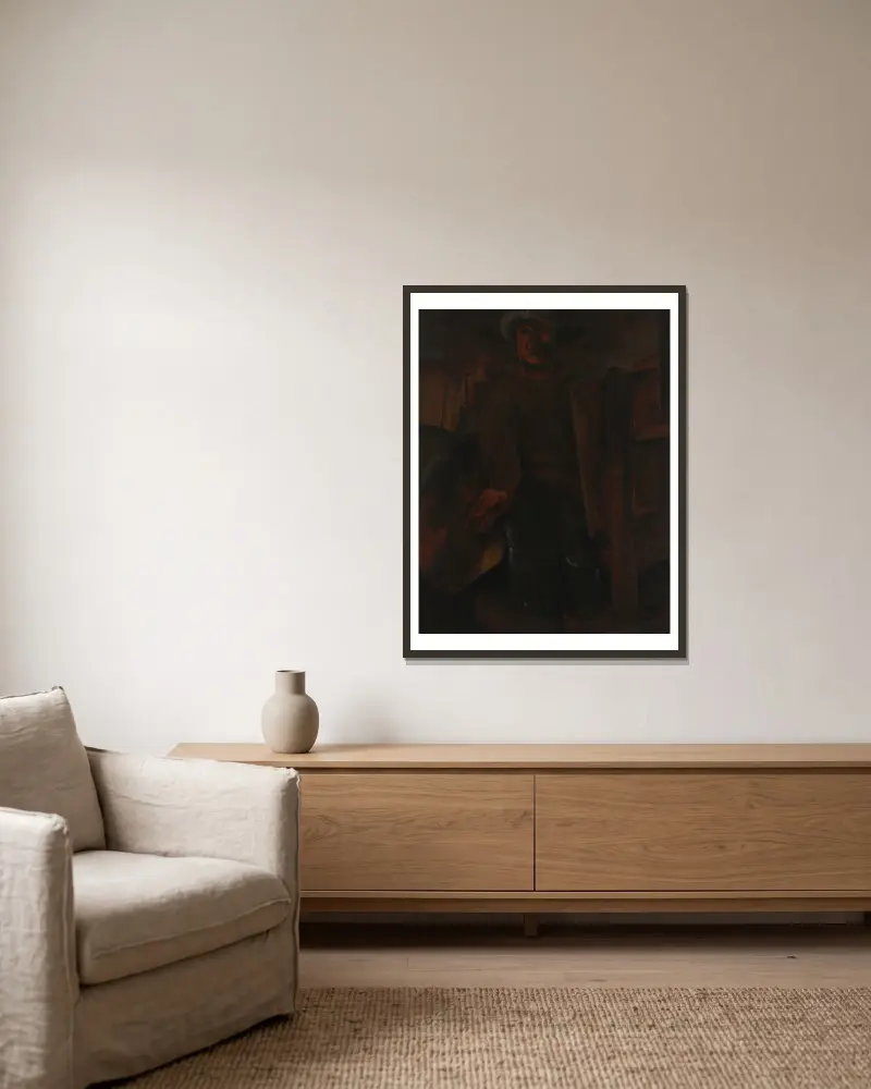 Selbstporträt von Constant Permeke gerahmt an einer Wand