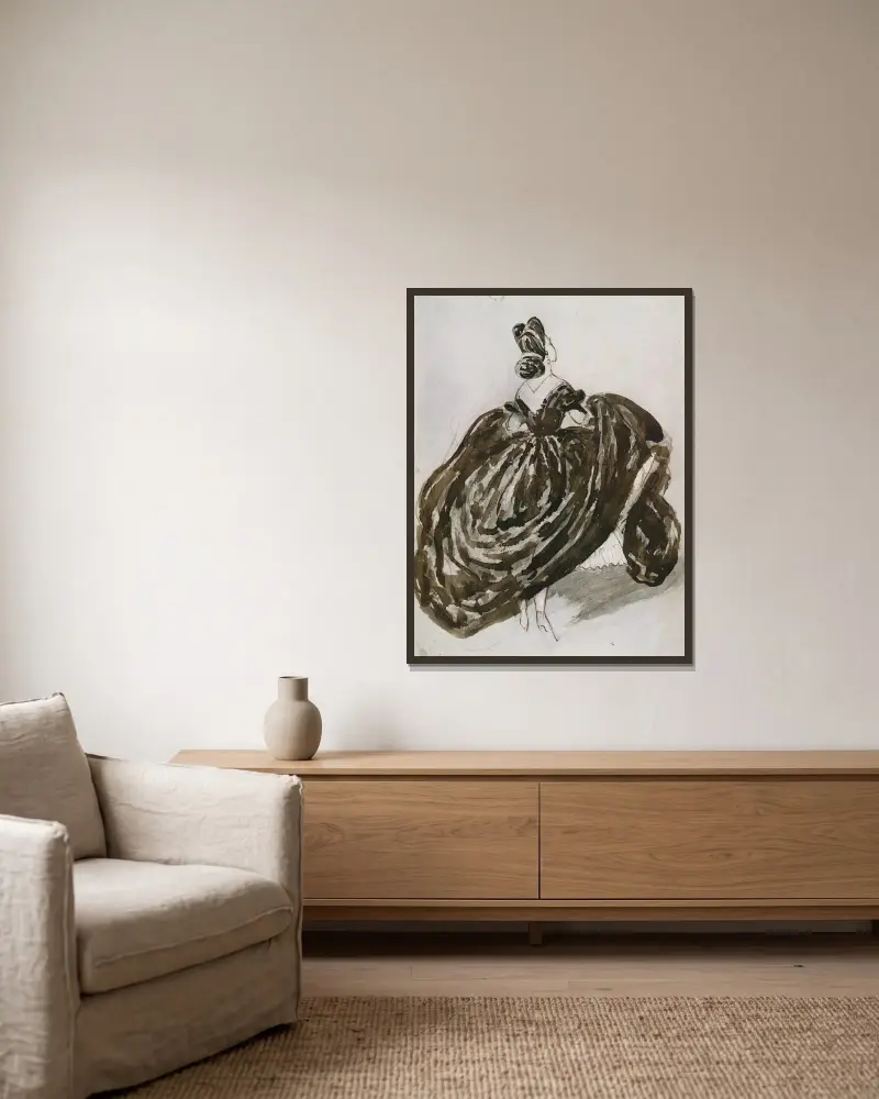Eine Pariserin von hinten gesehen von Constantin Guys gerahmt an einer Wand