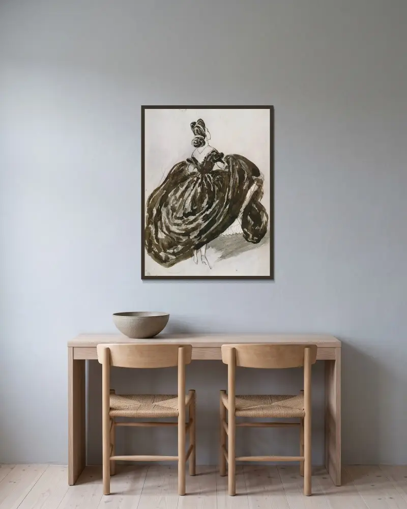 Eine Pariserin von hinten gesehen von Constantin Guys gerahmt an einer Wand