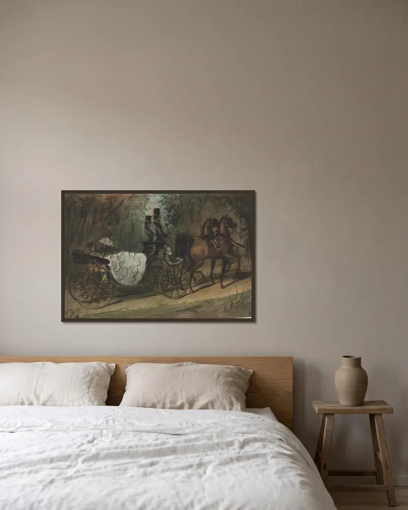 Carriage in the Bois de Boulogne – nr 1 av Constantin Guys inramad på en vägg