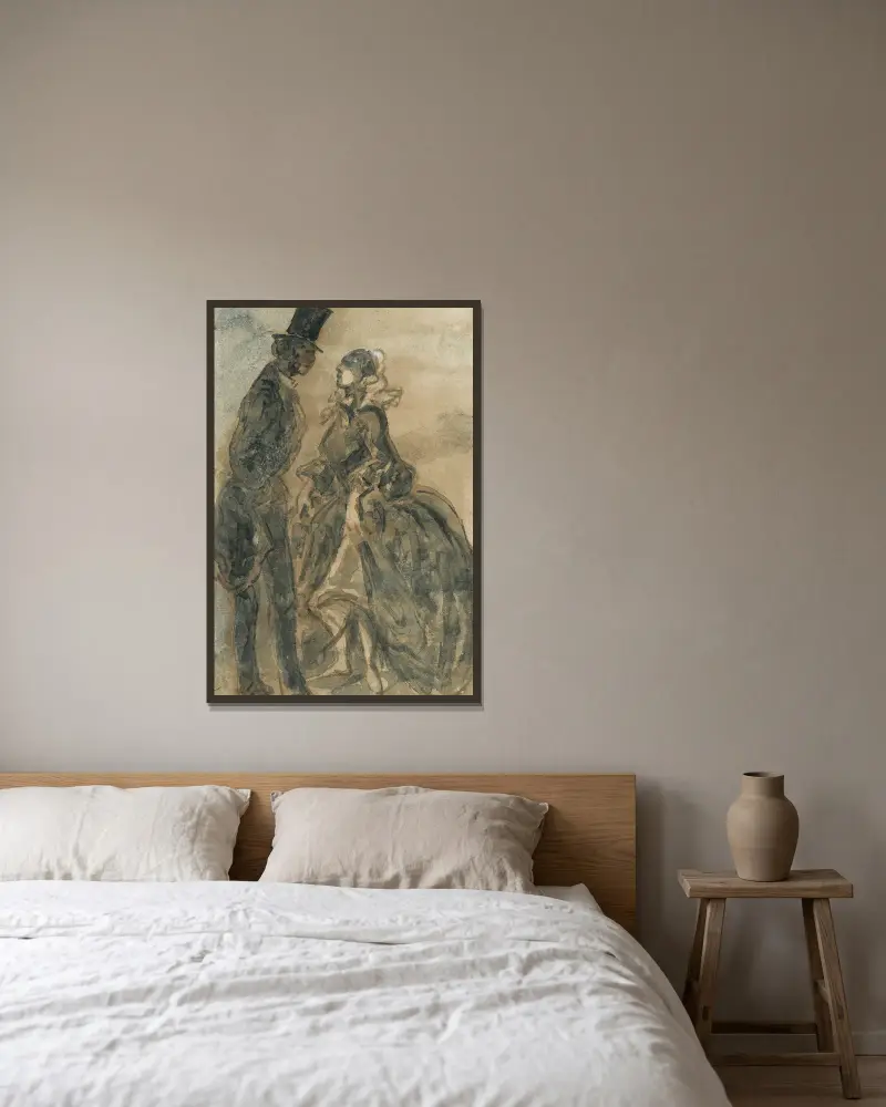 Paar von Constantin Guys gerahmt an einer Wand