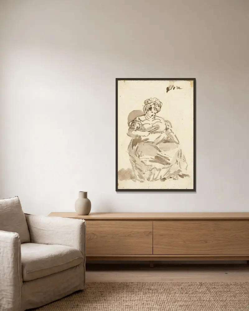 Flore, Wirtin eines Gasthauses in Toulon von Constantin Guys gerahmt an einer Wand