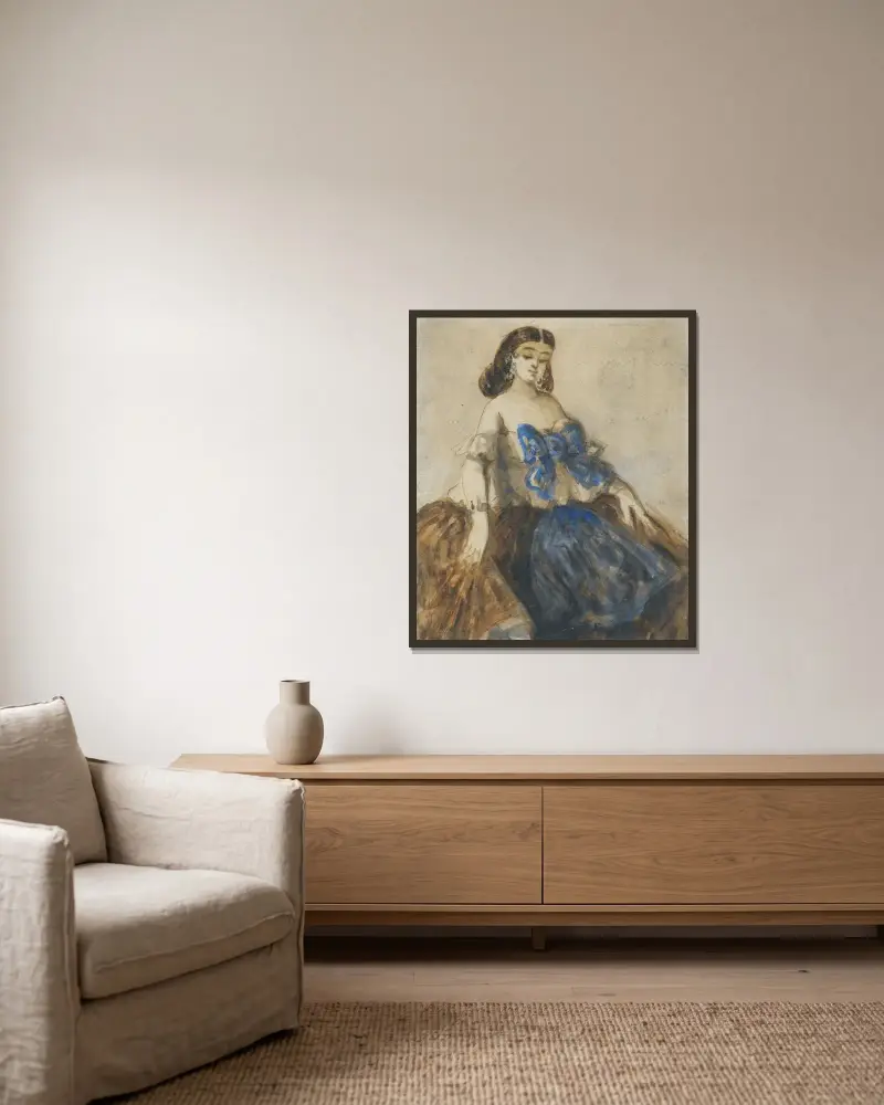 Der blaue Knoten von Constantin Guys gerahmt an einer Wand