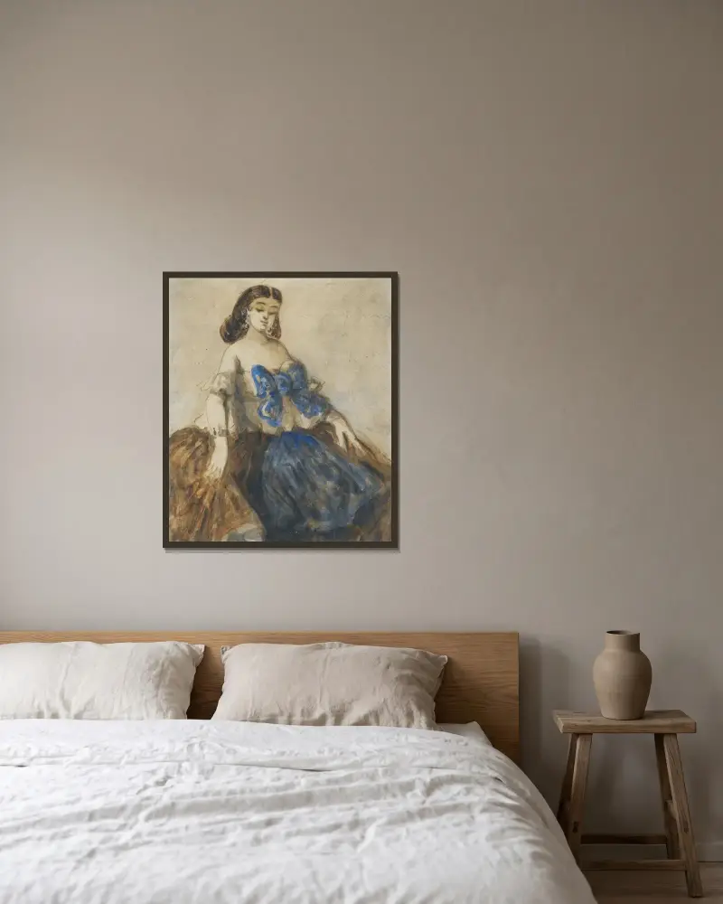 Der blaue Knoten von Constantin Guys gerahmt an einer Wand