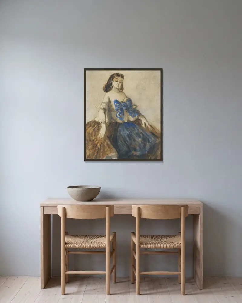 Der blaue Knoten von Constantin Guys gerahmt an einer Wand