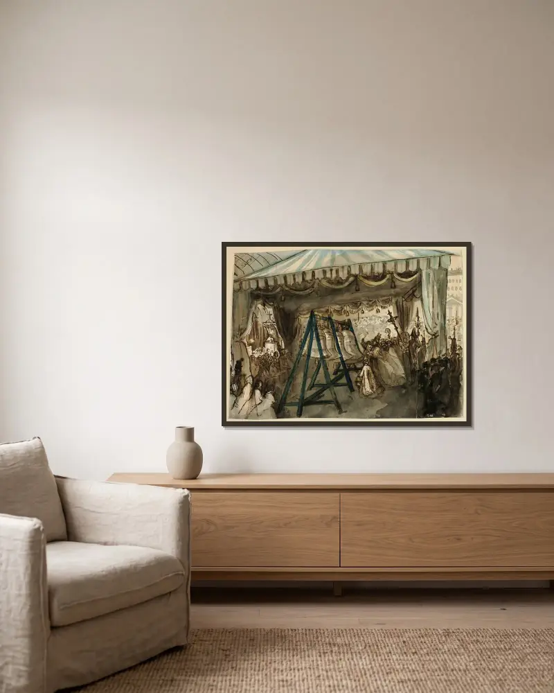 Studie von Constantin Guys gerahmt an einer Wand