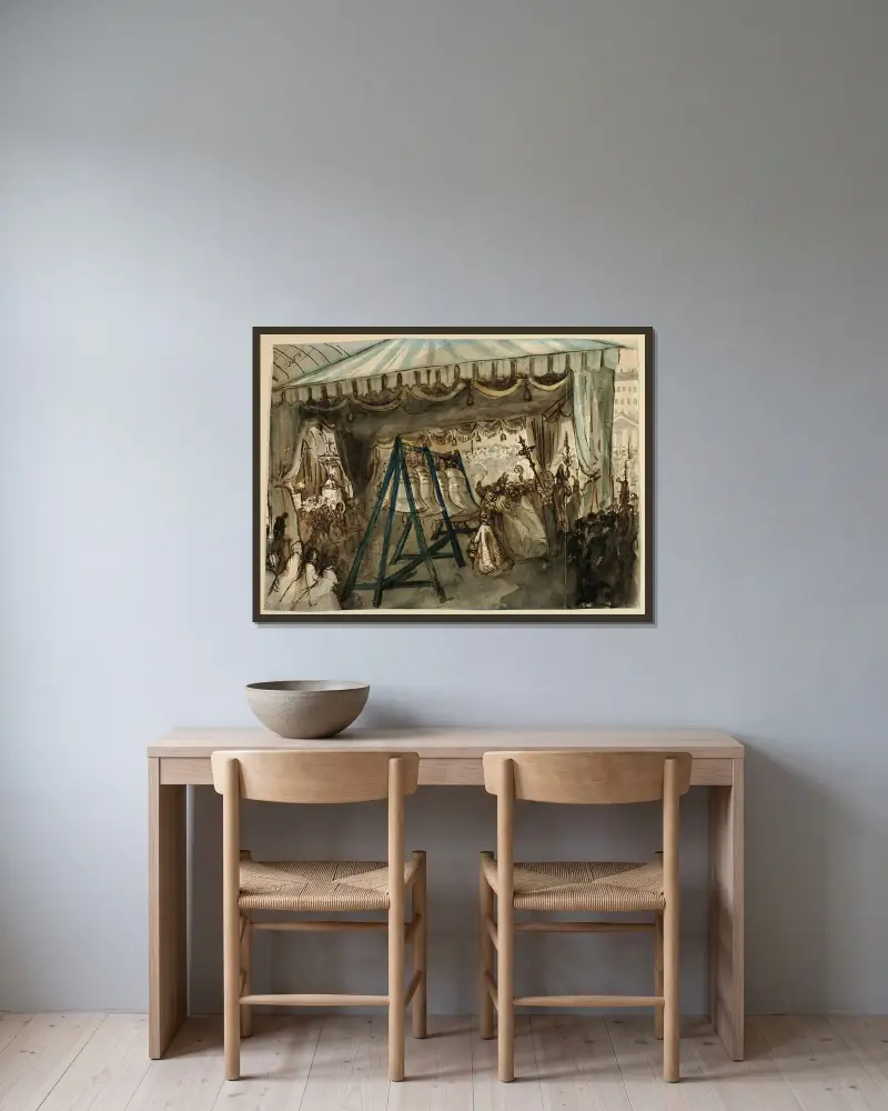 Studie von Constantin Guys gerahmt an einer Wand