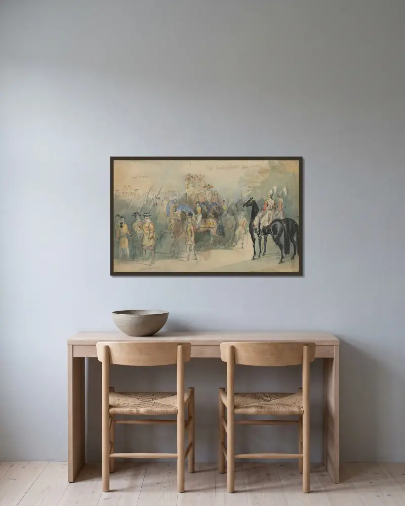 Hertiginnan av Kents statsVagn av Constantin Guys inramad på en vägg
