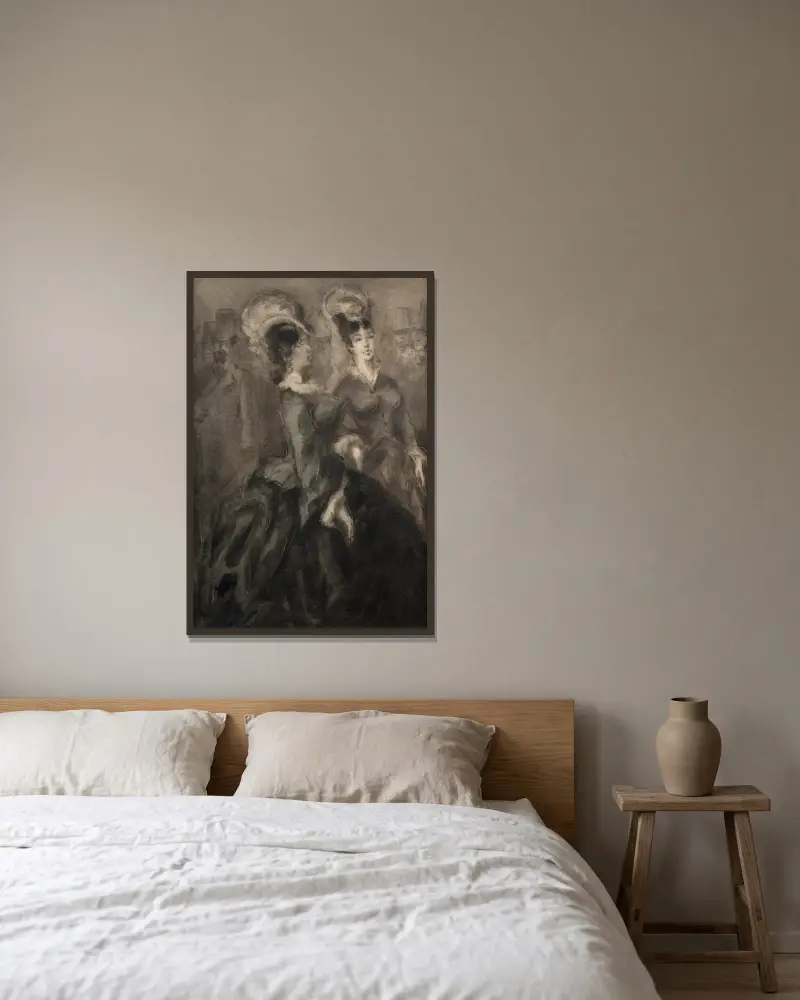 Der Spaziergang der Löwin von Constantin Guys gerahmt an einer Wand