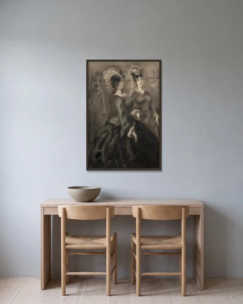 Der Spaziergang der Löwin von Constantin Guys gerahmt an einer Wand
