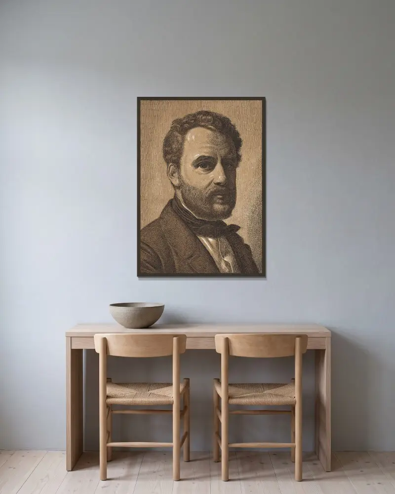 Portræt af Wilhelm Marstrand, 1851 – nr 1 av Constantin Hansen inramad på en vägg