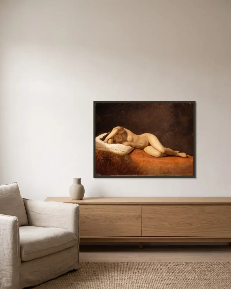 Ruhendes Modell von Constantin Hansen gerahmt an einer Wand