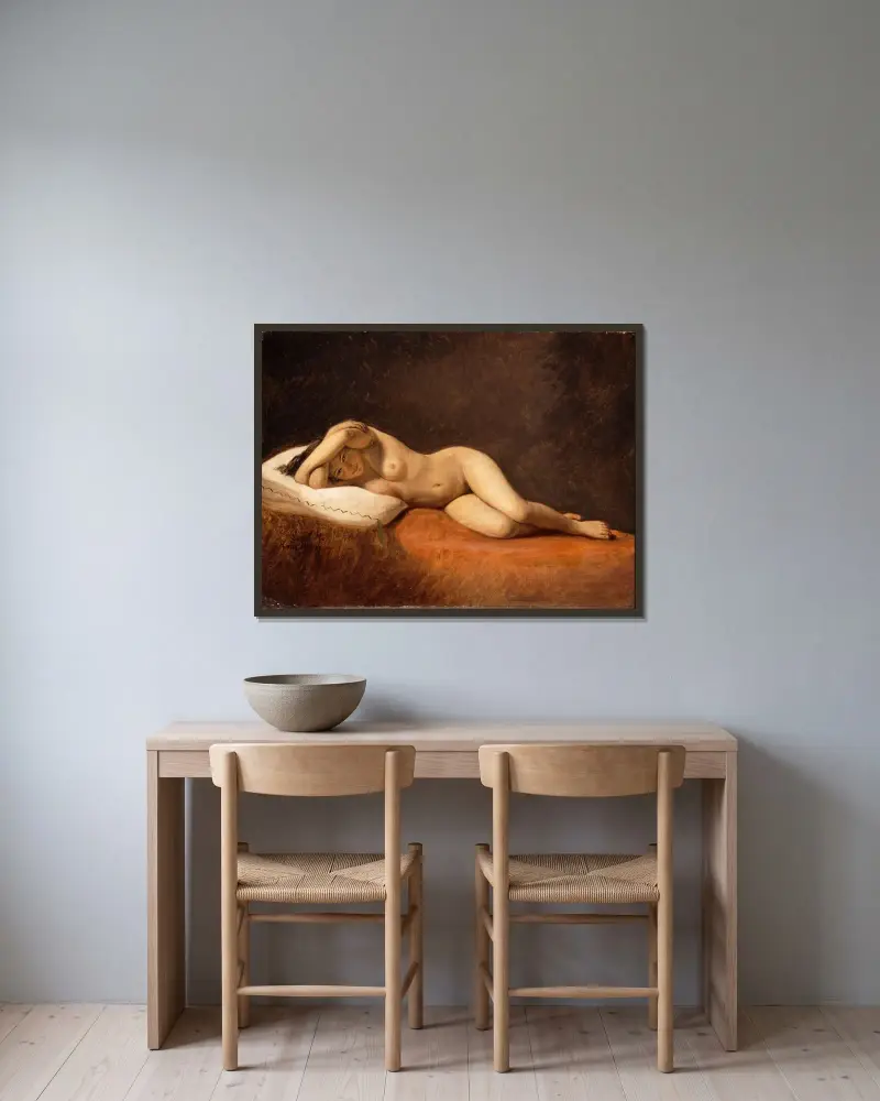 Ruhendes Modell von Constantin Hansen gerahmt an einer Wand