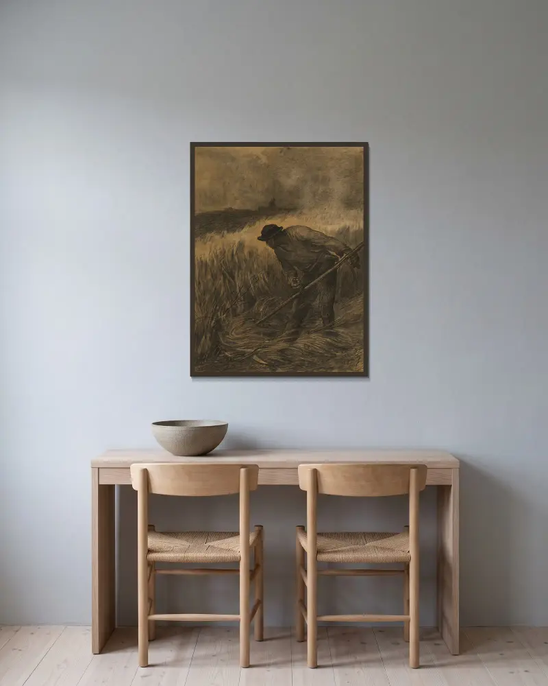 Die Mäher von Constantin Meunier gerahmt an einer Wand