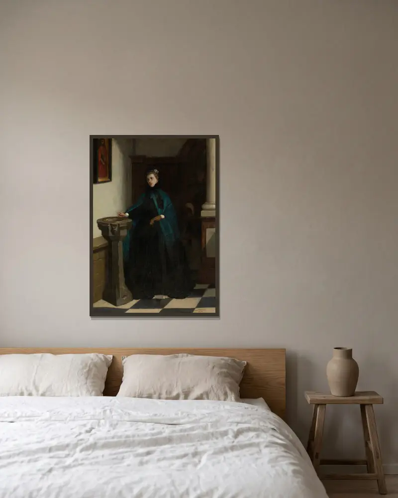 Weihwasserbecken von Constantin Meunier gerahmt an einer Wand