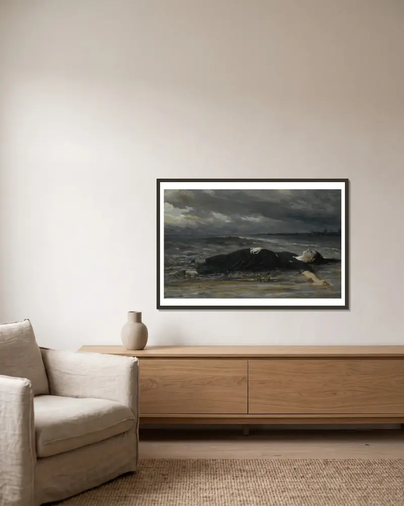 Ophelia von Constantin Meunier gerahmt an einer Wand