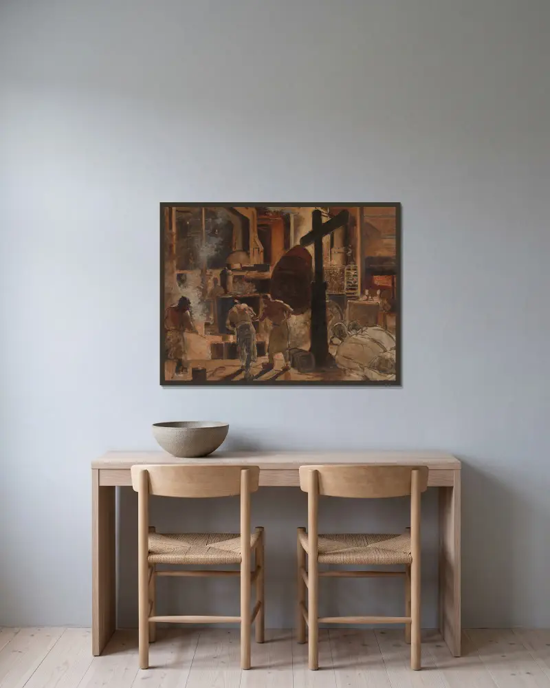 Stahlwerk von Constantin Meunier gerahmt an einer Wand