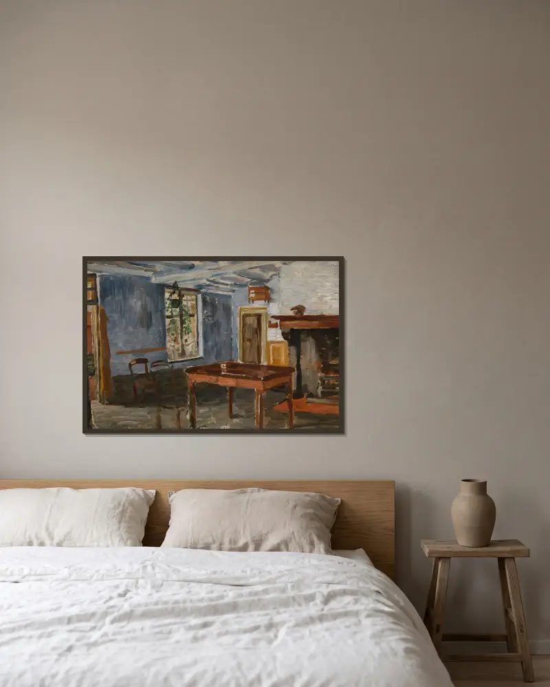 Die blaue Schenke von Constantin Meunier gerahmt an einer Wand