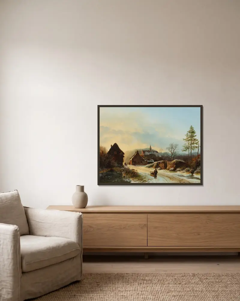 Ein Wintertag von Barend Cornelis Koekkoek gerahmt an einer Wand