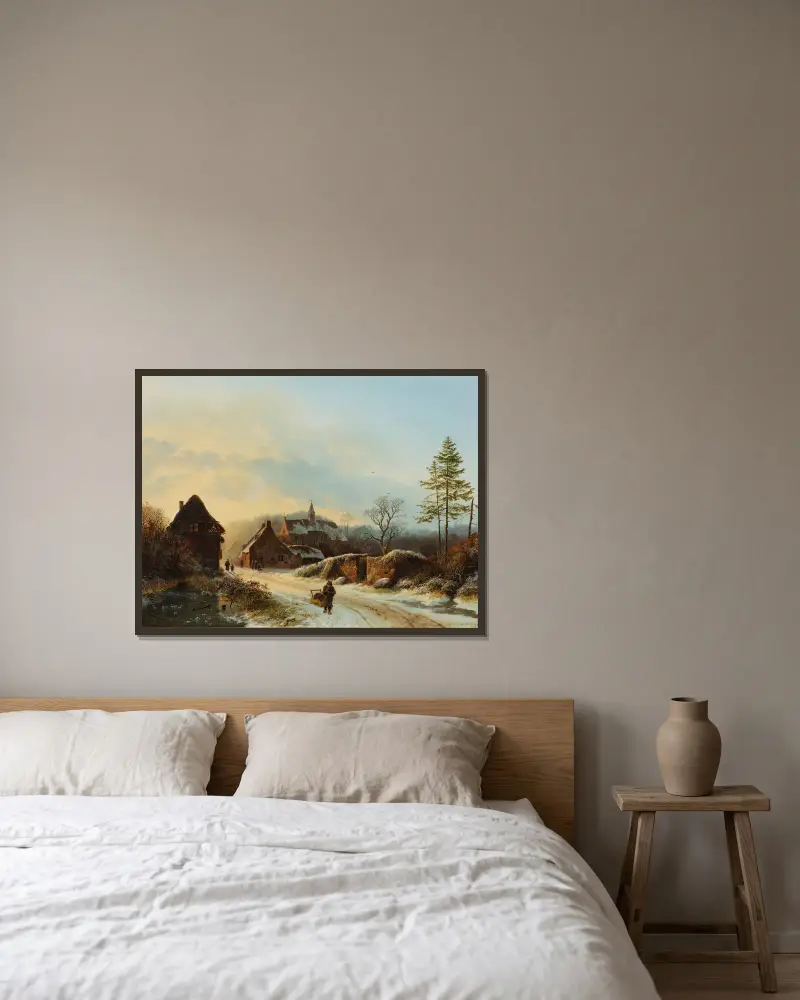 Ein Wintertag von Barend Cornelis Koekkoek gerahmt an einer Wand