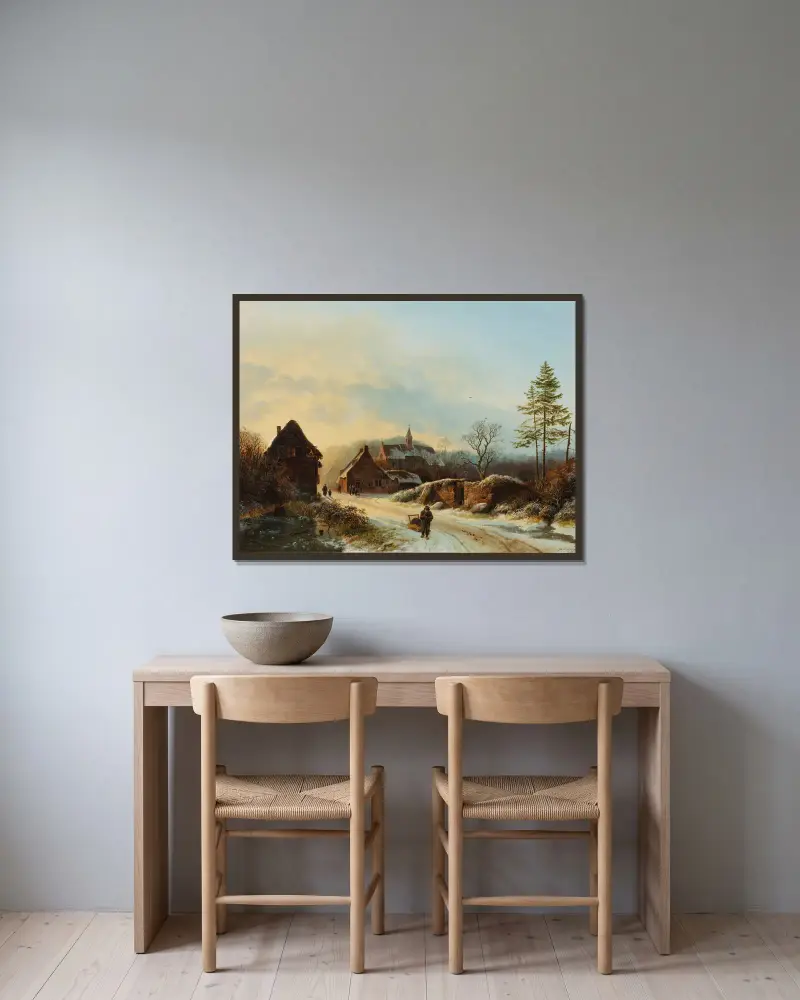 Ein Wintertag von Barend Cornelis Koekkoek gerahmt an einer Wand