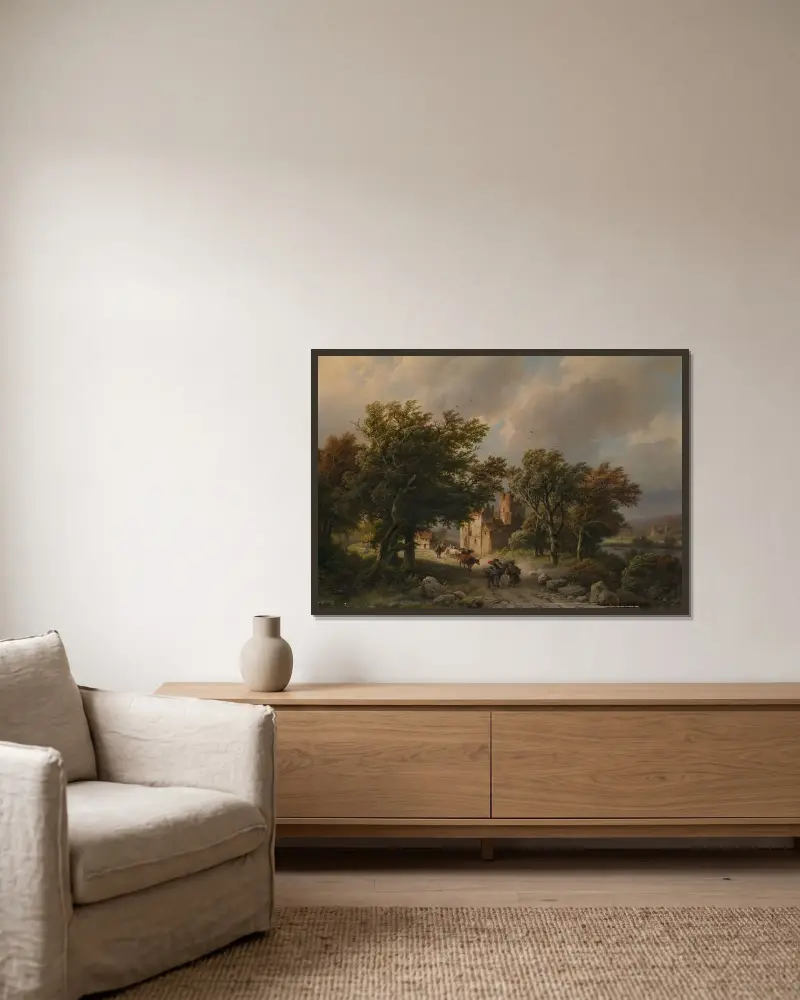 Der raue Wind von Barend Cornelis Koekkoek gerahmt an einer Wand