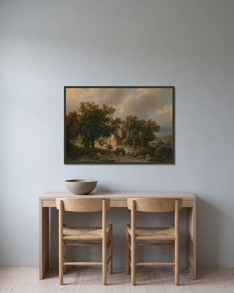 Der raue Wind von Barend Cornelis Koekkoek gerahmt an einer Wand