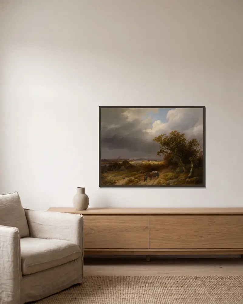 Landscape near Cleves av Barend Cornelis Koekkoek inramad på en vägg