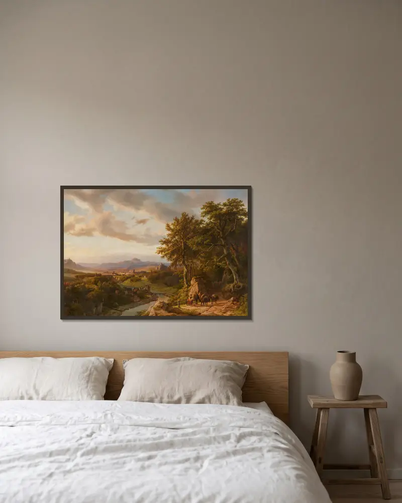 Panoramalandschaft am Mittelrhein av Barend Cornelis Koekkoek inramad på en vägg