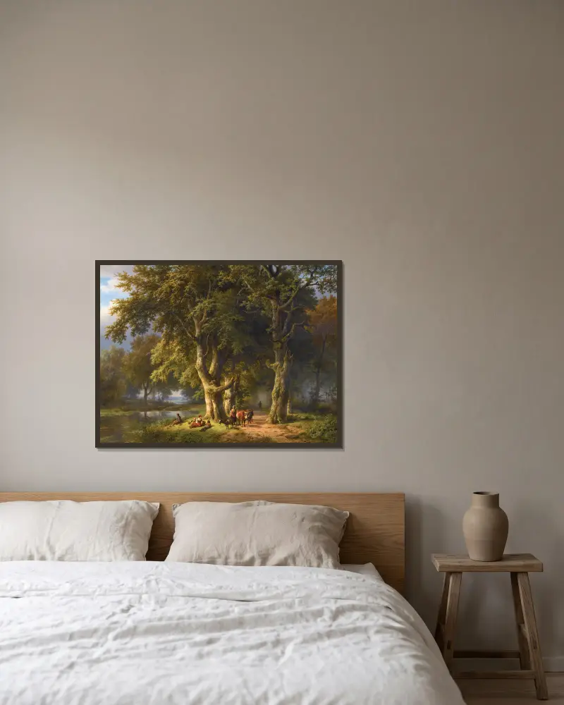 Sommerlandschaft von Barend Cornelis Koekkoek gerahmt an einer Wand