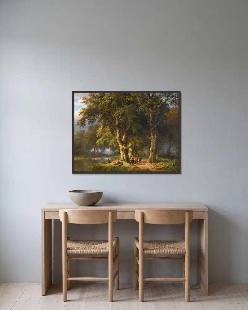 Sommerlandschaft von Barend Cornelis Koekkoek gerahmt an einer Wand