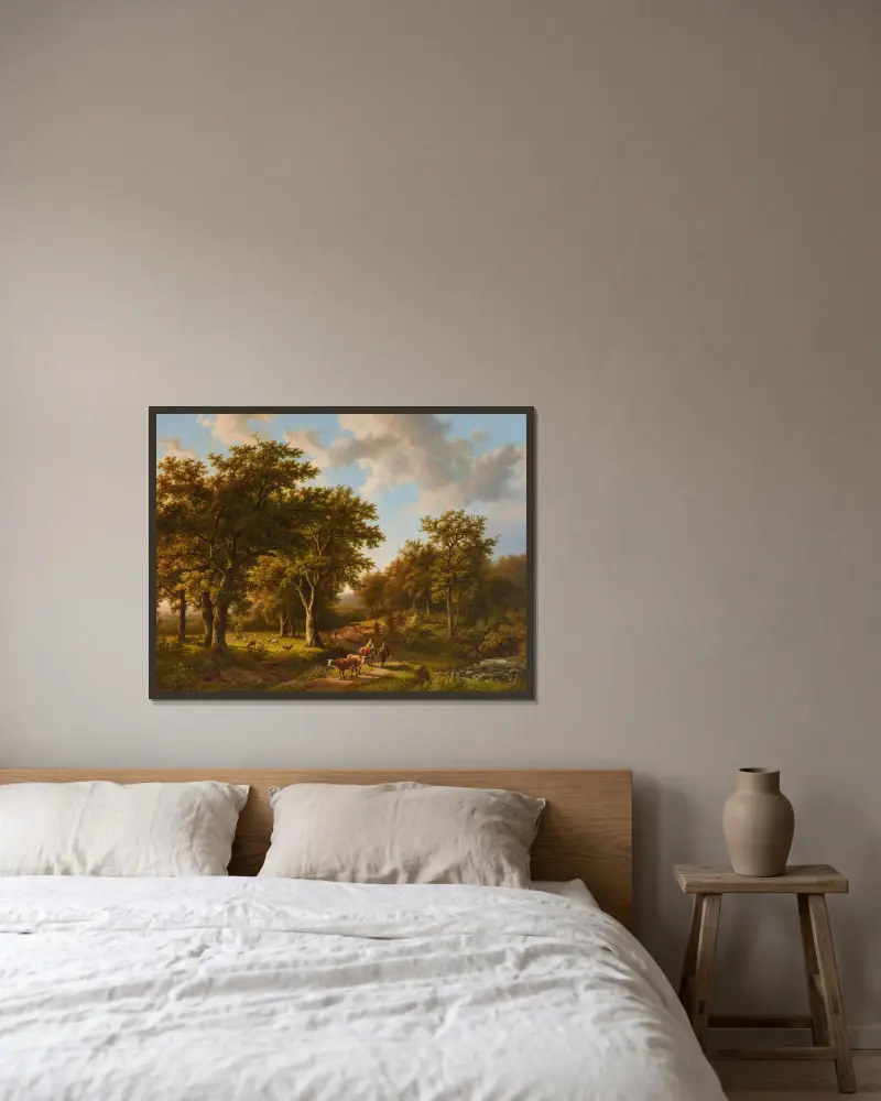 Waldlandschaft mit Hirten und Vieh av Barend Cornelis Koekkoek inramad på en vägg