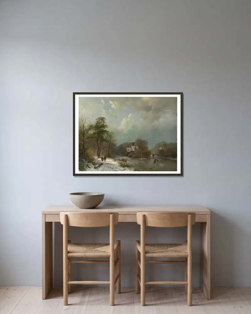Winter Landscape, Holland av Barend Cornelis Koekkoek inramad på en vägg