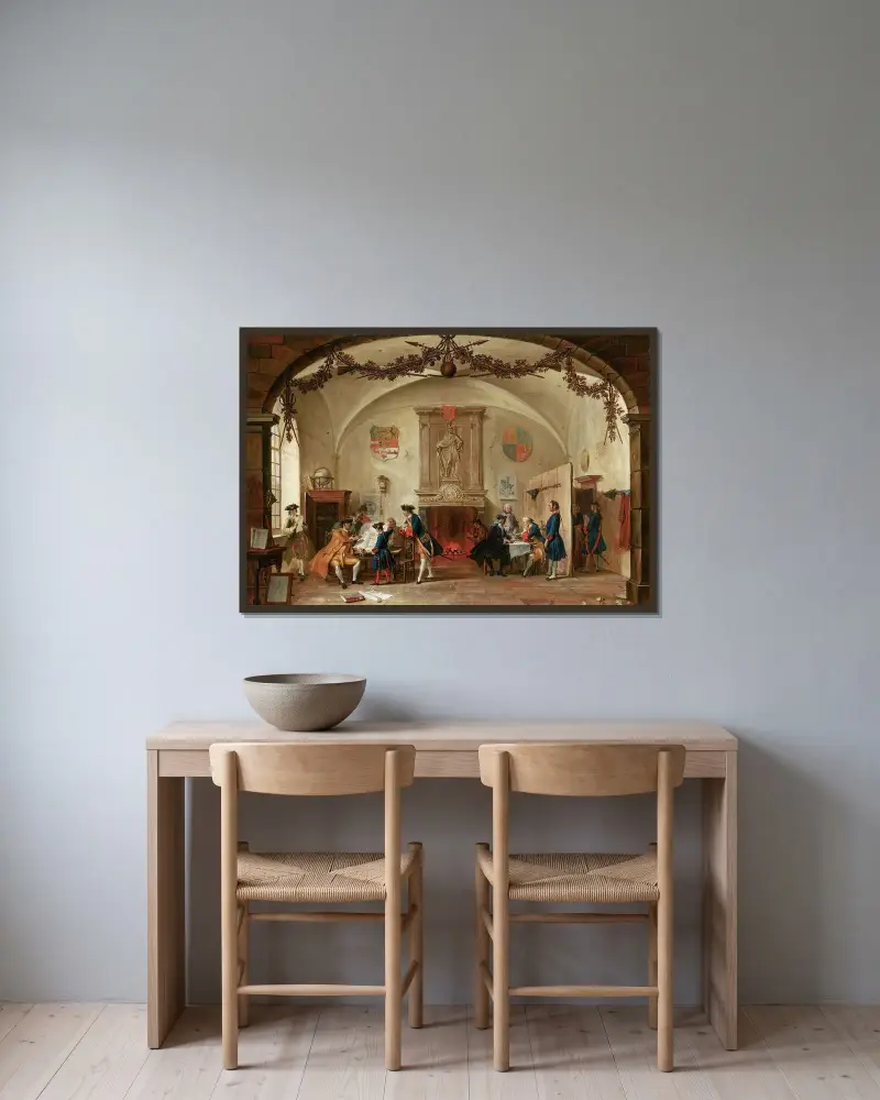 Vaktstuga av Cornelis Troost inramad på en vägg