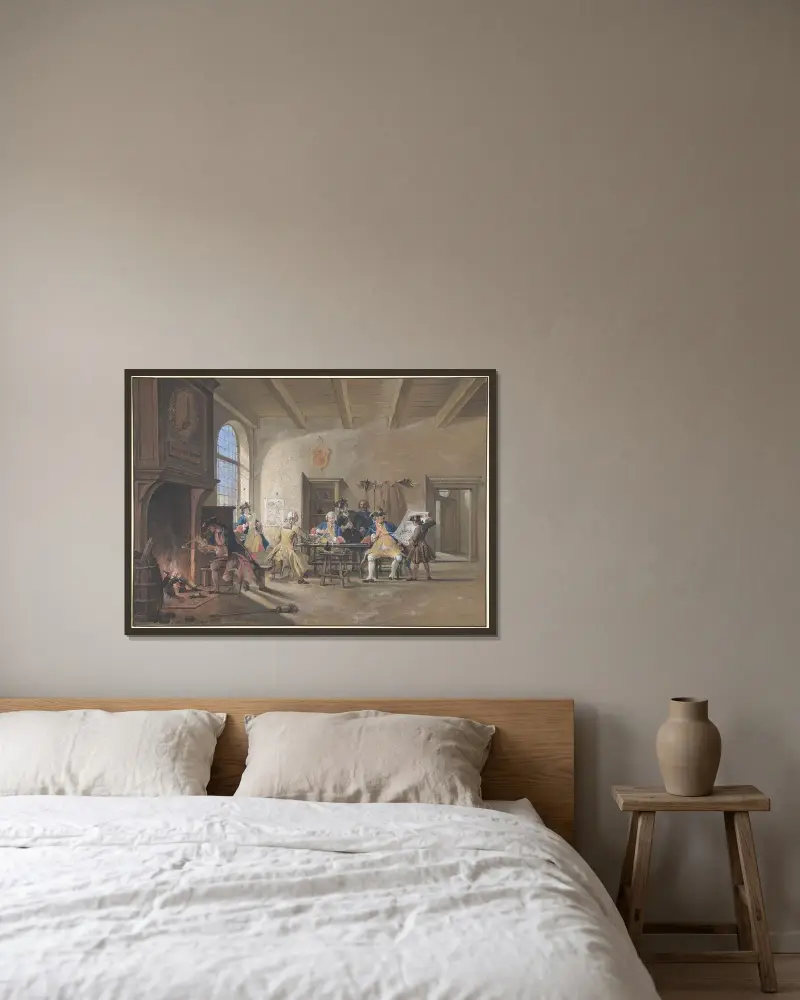 Wachstube, 1744 von Cornelis Troost gerahmt an einer Wand