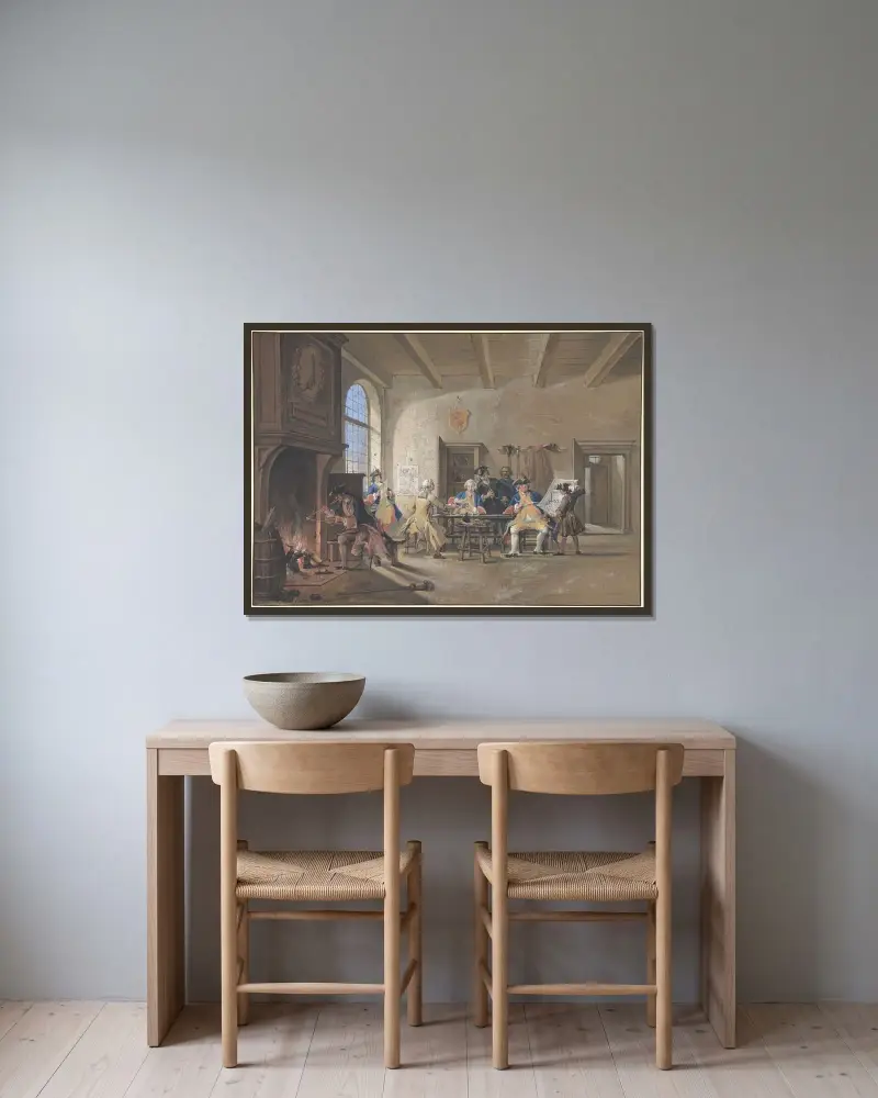Wachstube, 1744 von Cornelis Troost gerahmt an einer Wand